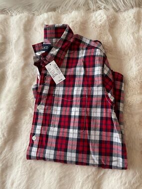 The Children's Place Red and White Plaid Button-Down Shirt- XXL 16